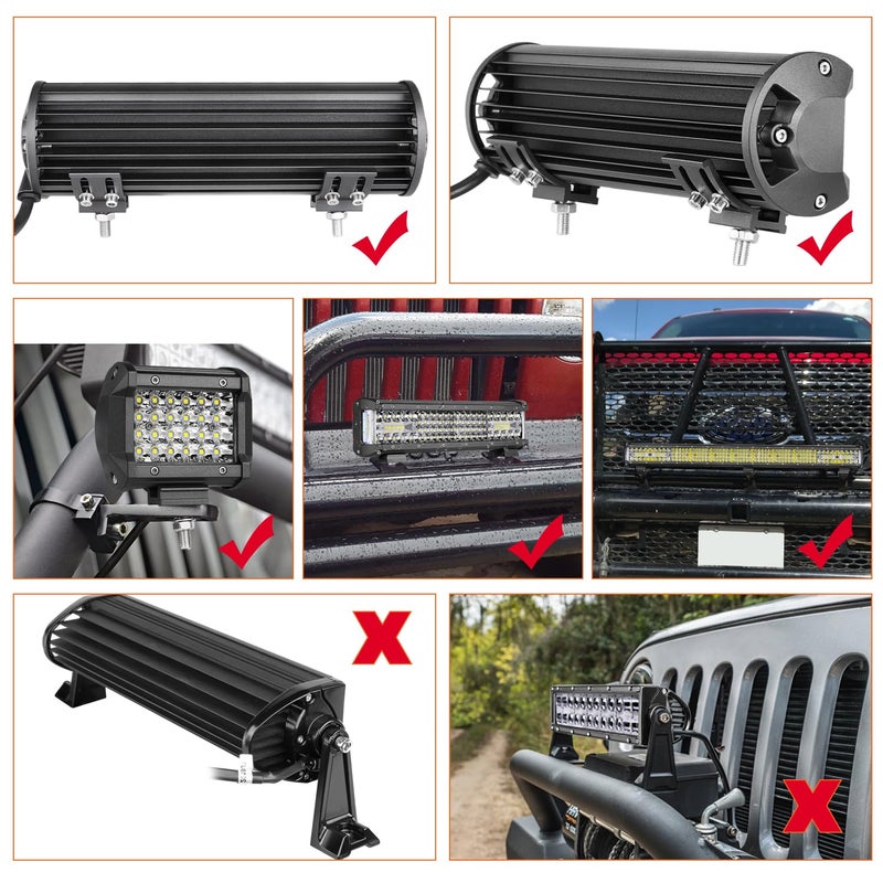 LTEODCHEW LED Light Bar Mounting Brackets 2PCS, Adjustable Bottom Mount Bracket Kits for LED Pod Lights Cubes Off Road Work Light Bar Fog Lights - Image 2